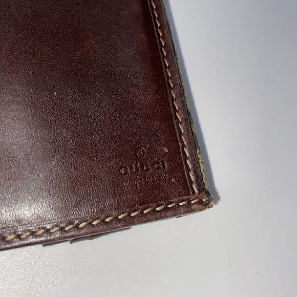 AUTHENTIC GUCCI GG Logo Canvas Leather Trim Long Clutch Wallet - Picture 10 of 10